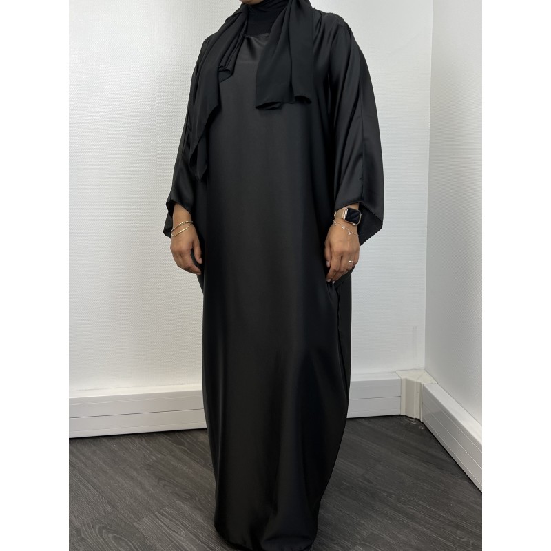 Robe Satin Longue Noire  - 3
