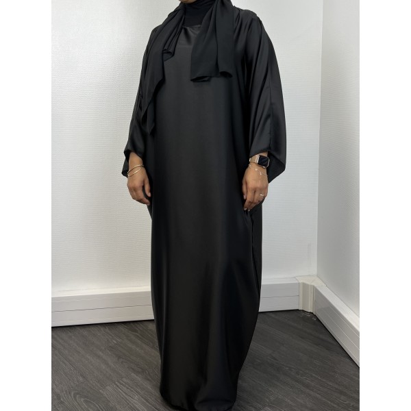 Robe Satin Longue Noire  - 3