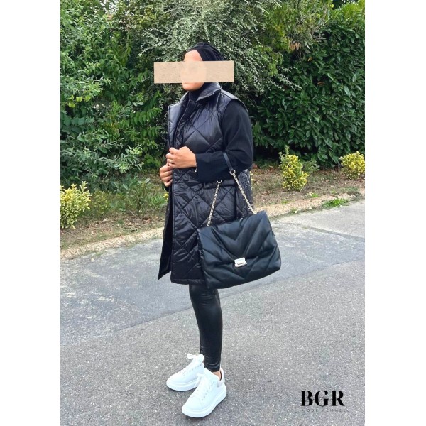 Doudoune Sans Manches Longue Noire  - 2