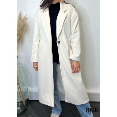 Manteau Long Blanc Laura  - 1 2