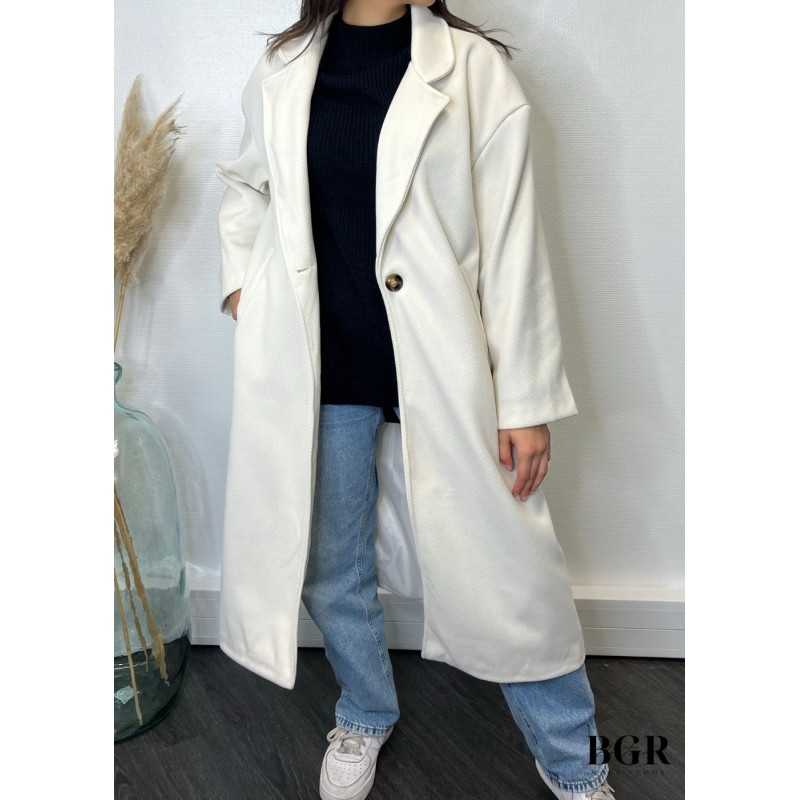 Manteau Long Blanc Laura  - 3