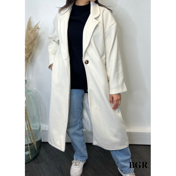 Manteau Long Blanc Laura  - 3