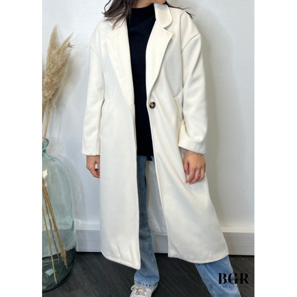Manteau Long Blanc Laura  - 4