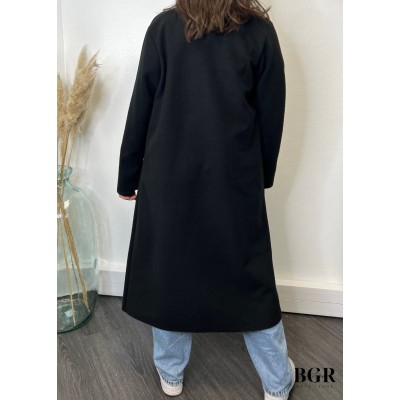 Manteau Long Classique Noir  - 3 2