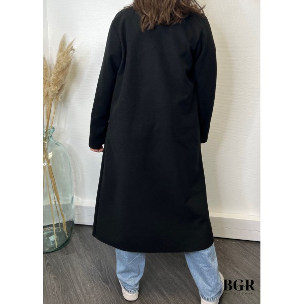 Manteau Long Classique Noir  - 1
