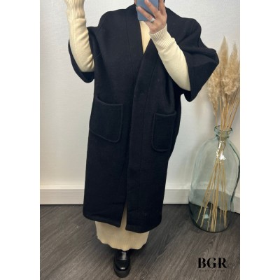 Manteau En Laine Coupe Ample Noir 2
