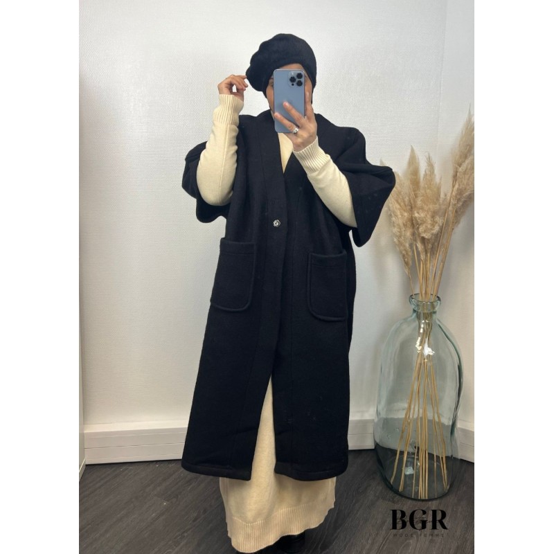Manteau En Laine Coupe Ample Noir