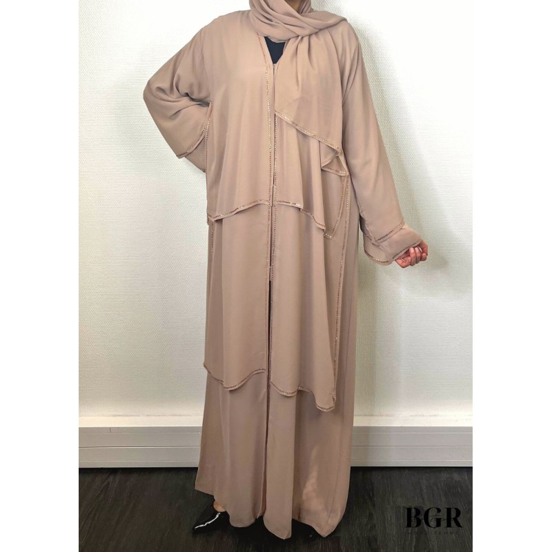 Abaya Dubaï Nejma Vieux rose