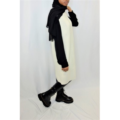 Pull laine sans manches blanc  - 1 2