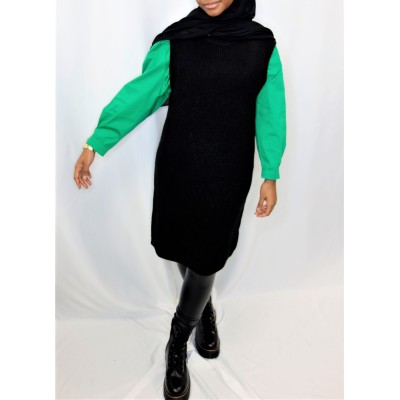 Pull laine sans manches noir  - 2 2