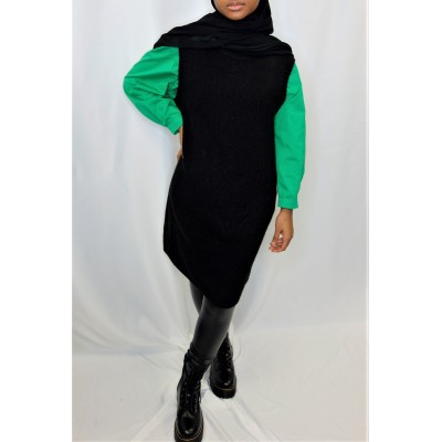 Pull laine sans manches noir  - 2