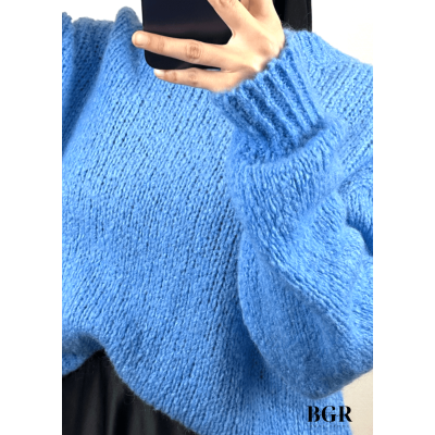 Pull Court Laine Bleu 2