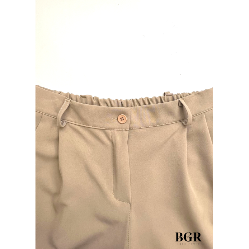 Ensemble tailleur femme camel coupe oversize