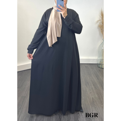 Robe Abaya évasée Soie de Medine avec poches sur les cotés 2