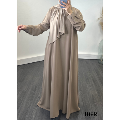 Robe Abaya évasée Soie de Medine avec poches sur les cotés 2