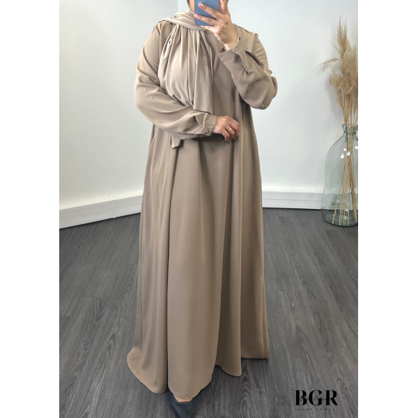 Robe Abaya évasée Soie de Medine avec poches sur les cotés