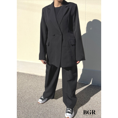 Ensemble blazer femme noir style oversize 2