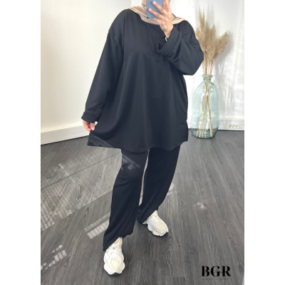 Ensemble Basic Femme Pull et Pantalon Noir 2