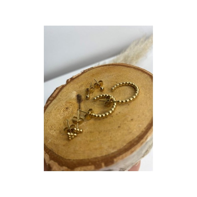 Boucles d'oreilles pour 3 trous doré  - 1