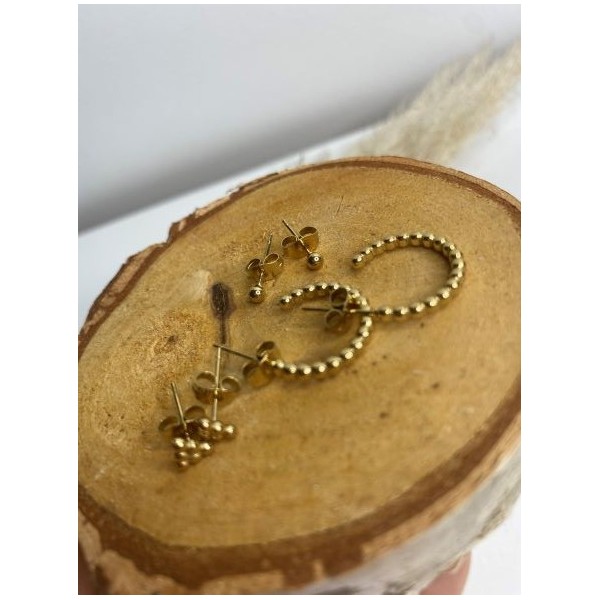 Boucles d'oreilles pour 3 trous doré  - 1