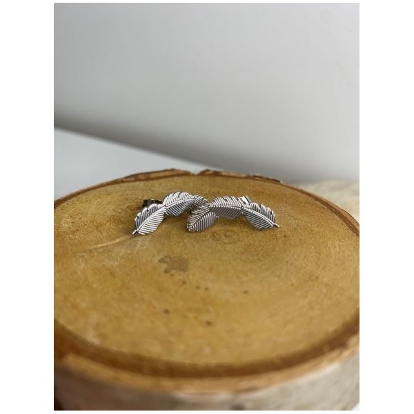 Boucles d'oreilles Feuilles argenté  - 1