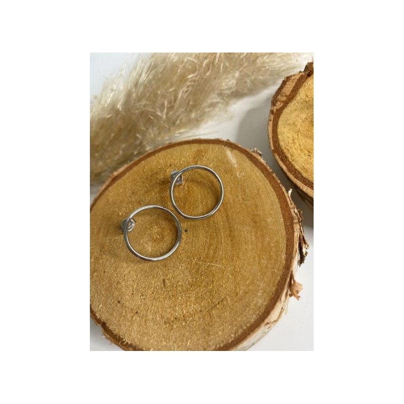 Boucles d'oreilles Anneau argenté  - 1
