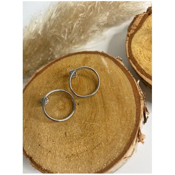 Boucles d'oreilles Anneau argenté  - 1